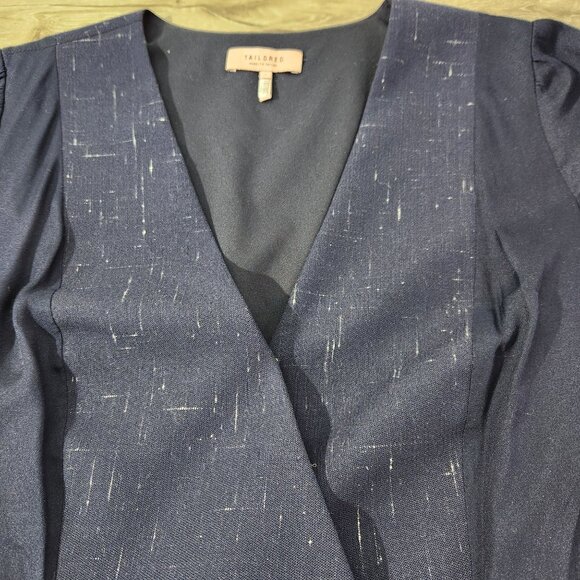 Rebecca Taylor Cross Hatch Wool Blend Wrap Dress Navy Womens Size 6 - Picture 8 of 16